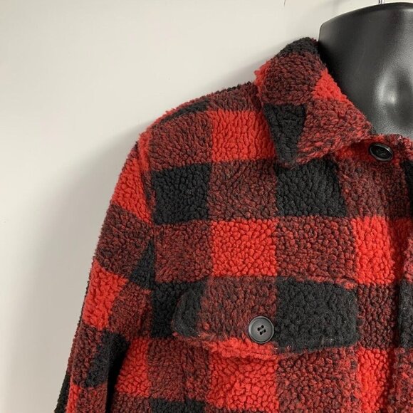 Lucky Brand Men's Buffalo Check Faux Shearling Shirt Jacket Size L - Picture 2 of 12